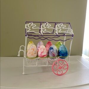 Colorful Egg Display Cart great for Easter.